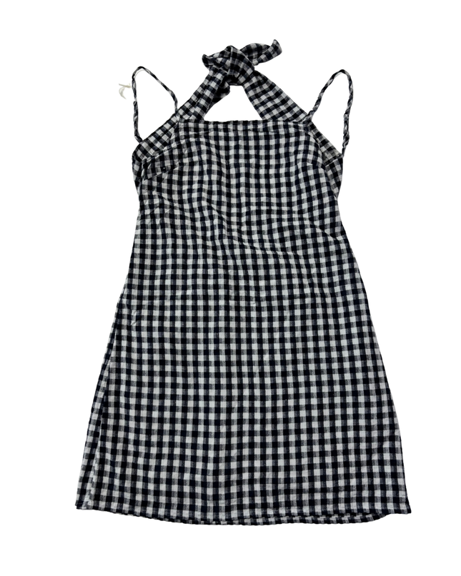 American Eagle Black and White Checkered Halter Neck Mini Dress