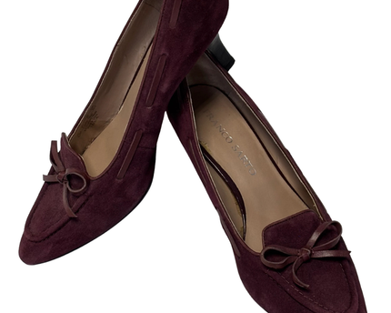 Franco Sarto Burgundy Suede Bow Accent Kitten Heels | With Box