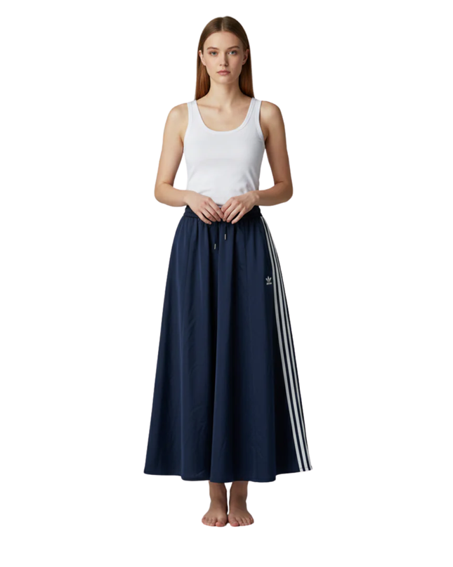 Adidas Navy Blue Three-Stripe Maxi Skirt W/Tags