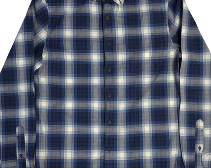 American Eagle Outfitters Blue Plaid Long Sleeve Button Down Shirt
