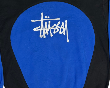 Stussy Black and Blue Two-Tone Logo Sweatshirt