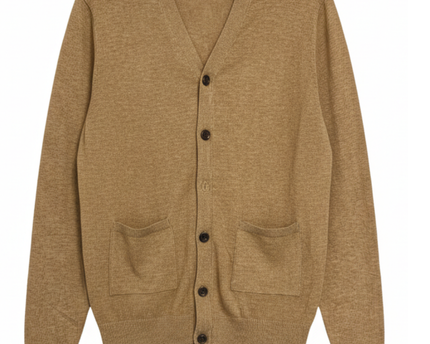 Ted Lapidus Tan Cashmere Silk Blend V-Neck Cardigan