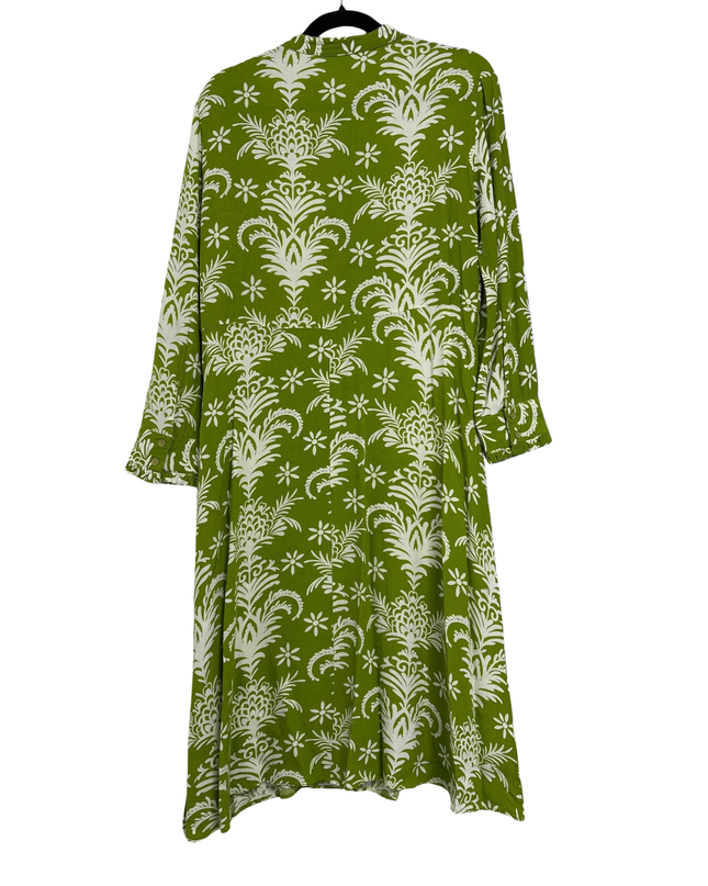 Zara Green Damask V-Neck Dress