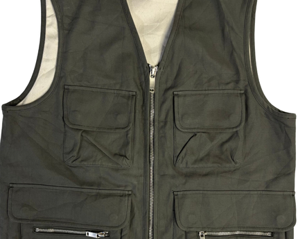 Zara Olive Green Utility Multi-Pocket Vest