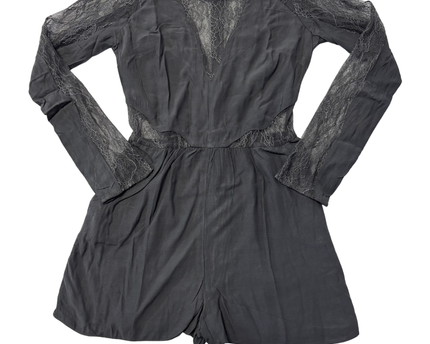 Abercrombie & Fitch Dark Grey Long Sleeve Lace Romper