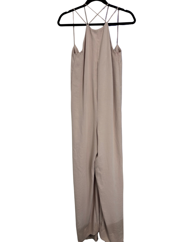 MNG Mauve Strappy Halter Back Wide-Leg Jumpsuit