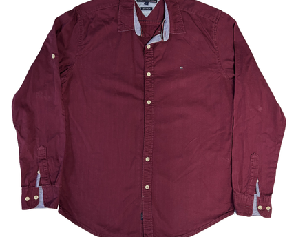 Tommy Hilfiger Maroon New York Fit Long Sleeve Shirt