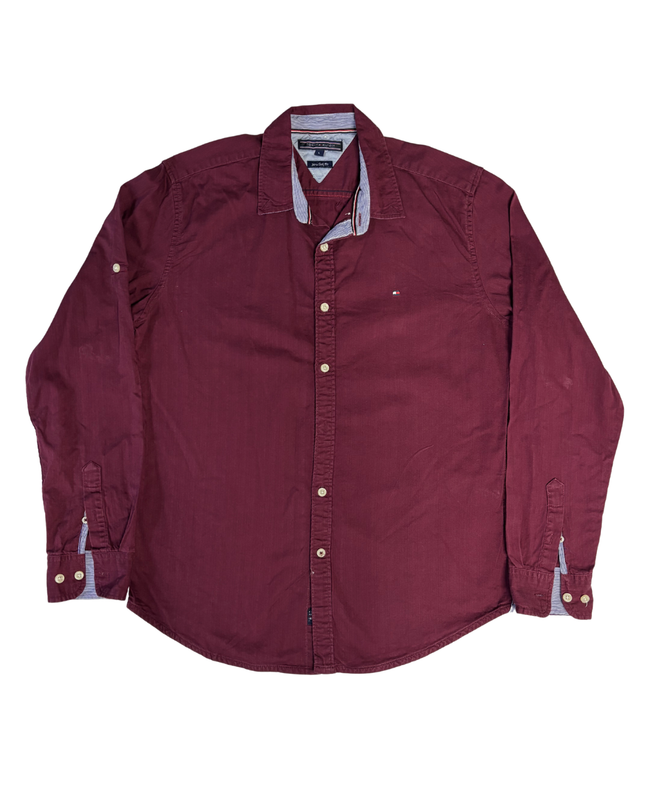 Tommy Hilfiger Maroon New York Fit Long Sleeve Shirt