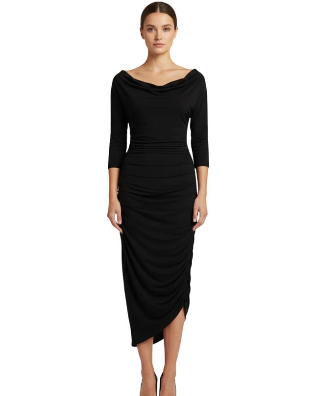 Bobi BLACK Black Ruched Bodycon Mini Dress