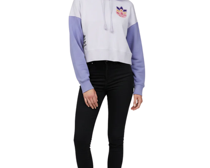 Adidas Purple Cropped Two-Tone Trefoil Logo Hoodie