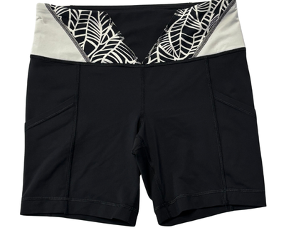 Lululemon Black/White Patterned Waistband Athletic Biker Shorts