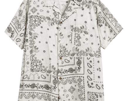 Aeropostale White Bandana Print Short Sleeve Resort Shirt