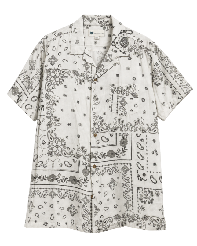 Aeropostale White Bandana Print Short Sleeve Resort Shirt