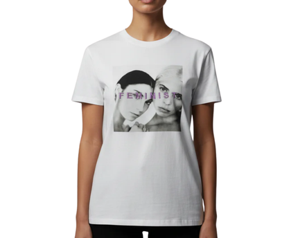 Bershka White Feminist Photo Print Graphic Tee