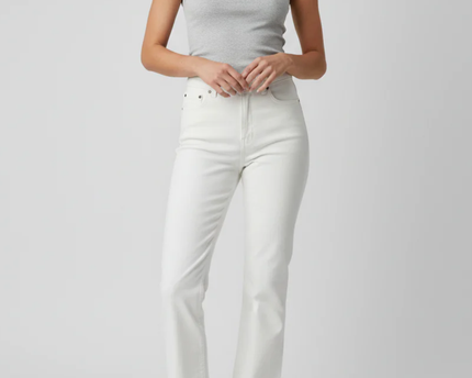 Zara White High-Rise Straight Leg Jeans