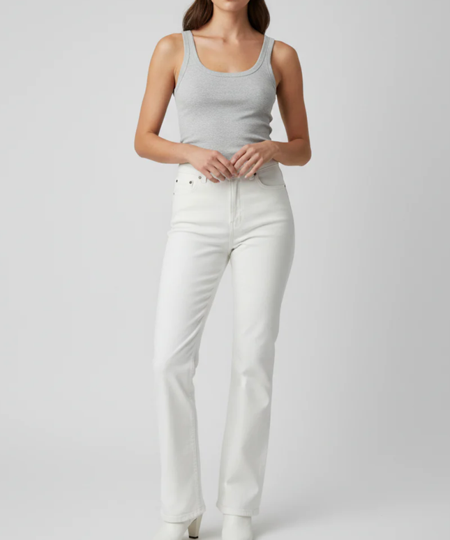 Zara White High-Rise Straight Leg Jeans