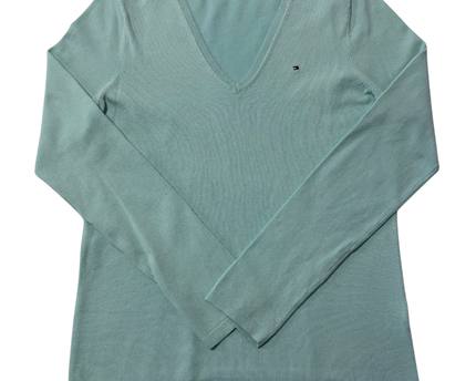 Tommy Hilfiger Mint Green V-Neck Lightweight Knit Sweater