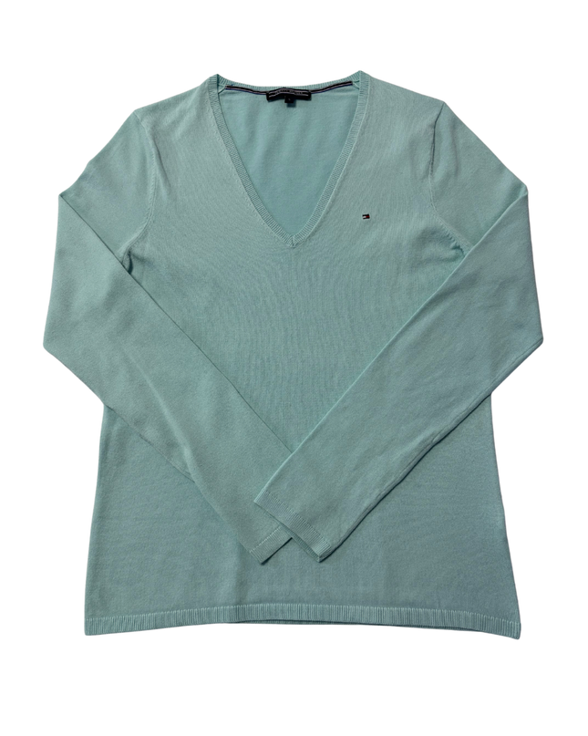 Tommy Hilfiger Mint Green V-Neck Lightweight Knit Sweater