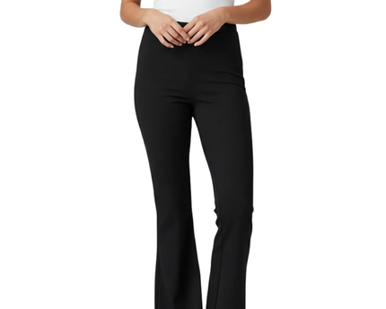 olé by Koton Black Ribbed Flare Leg Pants