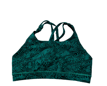 Lululemon Teal/Black Pattern High-Neck Strappy Sports Bra