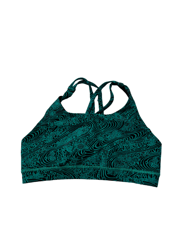 Lululemon Teal/Black Pattern High-Neck Strappy Sports Bra