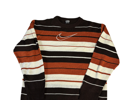 Nike Brown/Orange/White Striped Knit Sweater