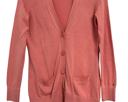 Tommy Hilfiger Coral Pima Cotton V-Neck Button-Front Cardigan
