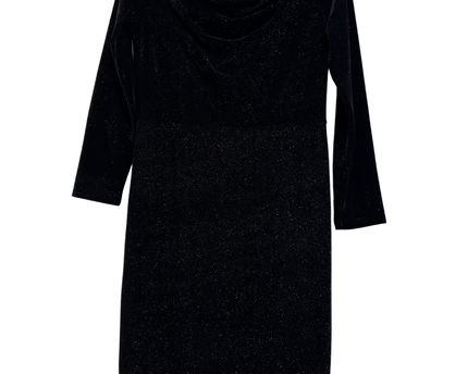 Dorothy Perkins Black Shimmer Velvet Draped Neck Midi Dress