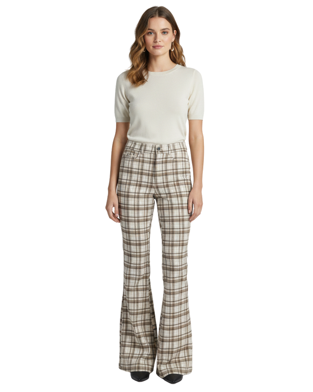 Hollister Brown Plaid Ultra High-Rise Flare Pants