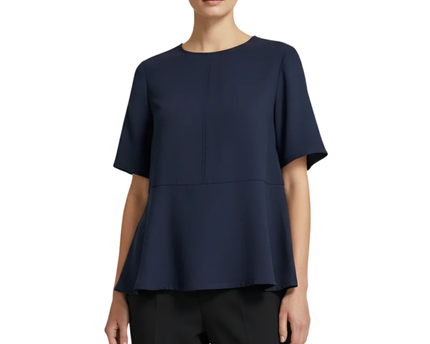 Tchibo Navy Blue Short Sleeve Peplum Blouse