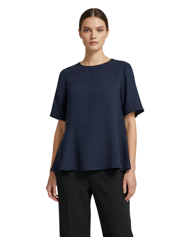 Tchibo Navy Blue Short Sleeve Peplum Blouse
