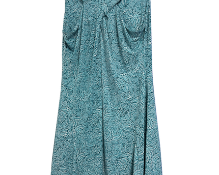 Michael Kors Teal Patterned Twist Neck Sleeveless Dress