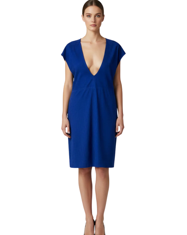 Jimmy Choo for H&M Blue Suede V-Back Shift Dress
