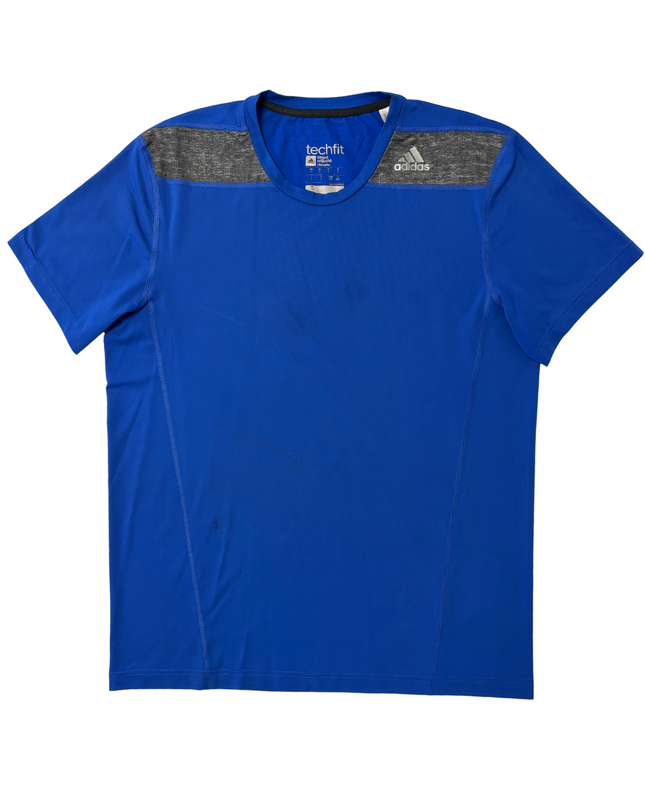 Adidas Techfit Climalite Performance Training Blue & Grey Panel Shirt