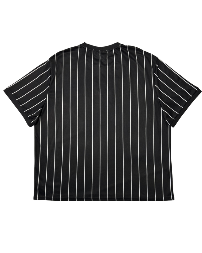 NBA Chicago Bulls Black Pinstripe Oversized Team Logo T-Shirt