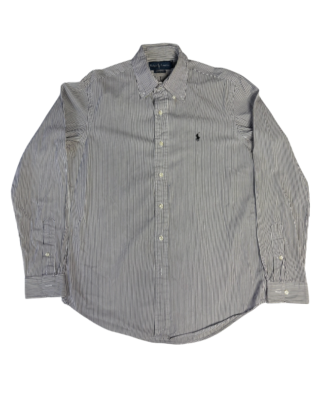 Ralph Lauren Navy/White Striped Custom Fit Button-Down Shirt