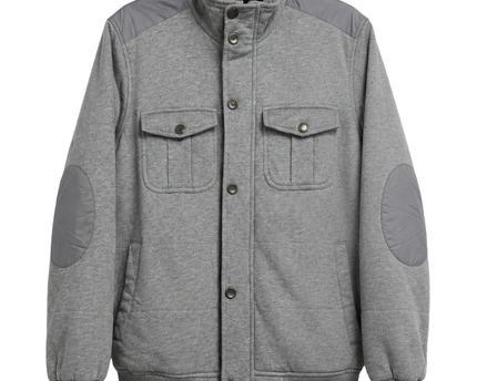 Octave Grey Padded Bomber Jacket with Elbow Patches