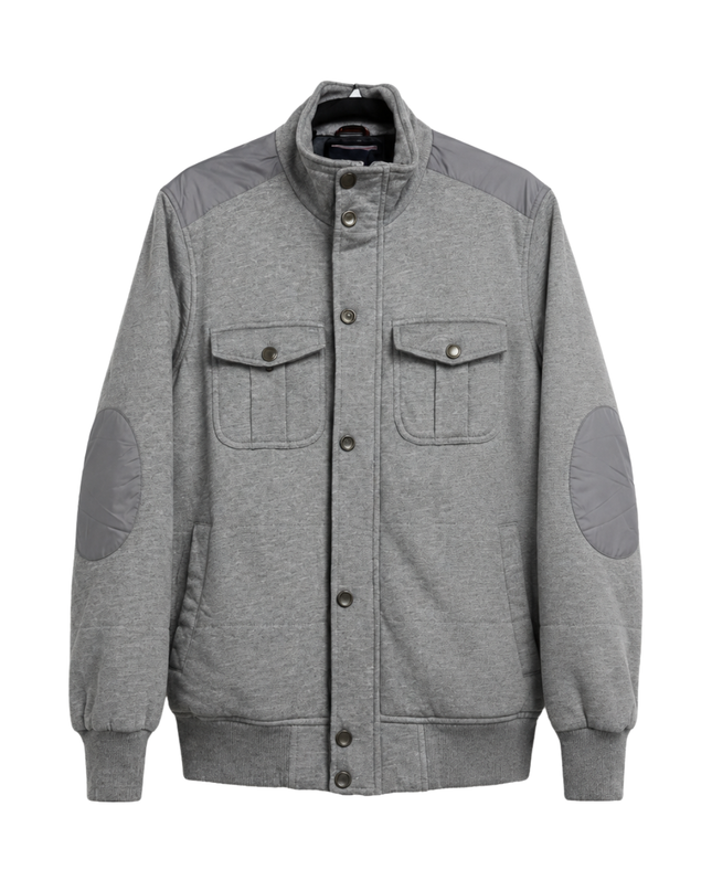 Octave Grey Padded Bomber Jacket with Elbow Patches