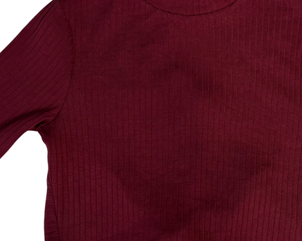 Forever 21 Maroon Ribbed Mock Neck Crop Top