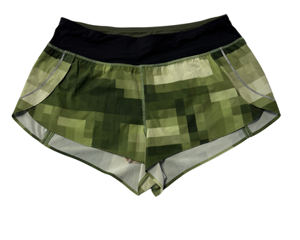 Lululemon Green Camo Pixelated Digital Print Sports Shorts