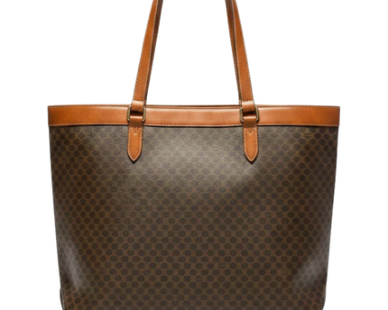 Celine Brown Vintage Macadam Monogram Tote Bag