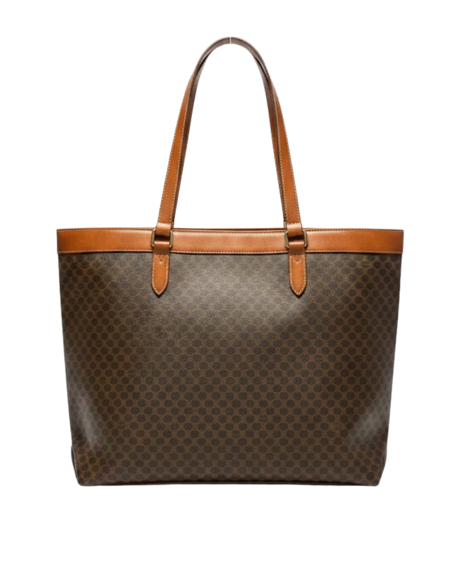Celine Brown Vintage Macadam Monogram Tote Bag