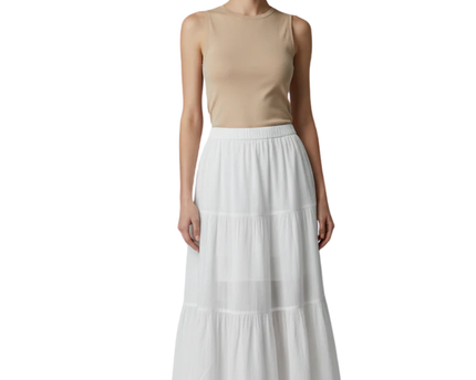 UNIQLO White Tiered Cotton Maxi Skirt