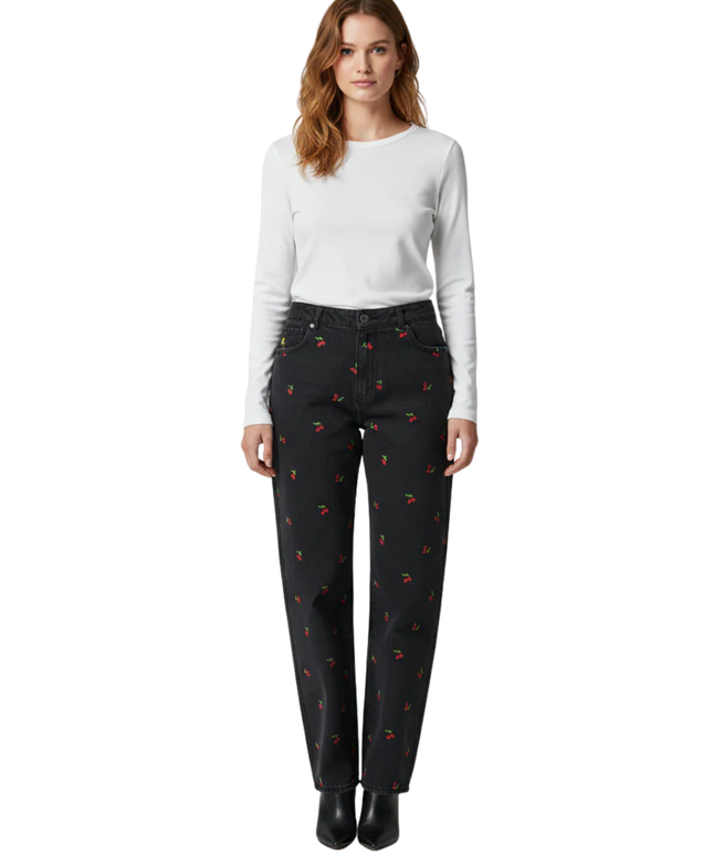 Forever 21+ Premium Black Cherry Embroidered Denim Jeans W/Tags