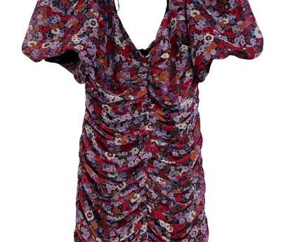 Zara Multicolor Floral Ruched Mini Dress
