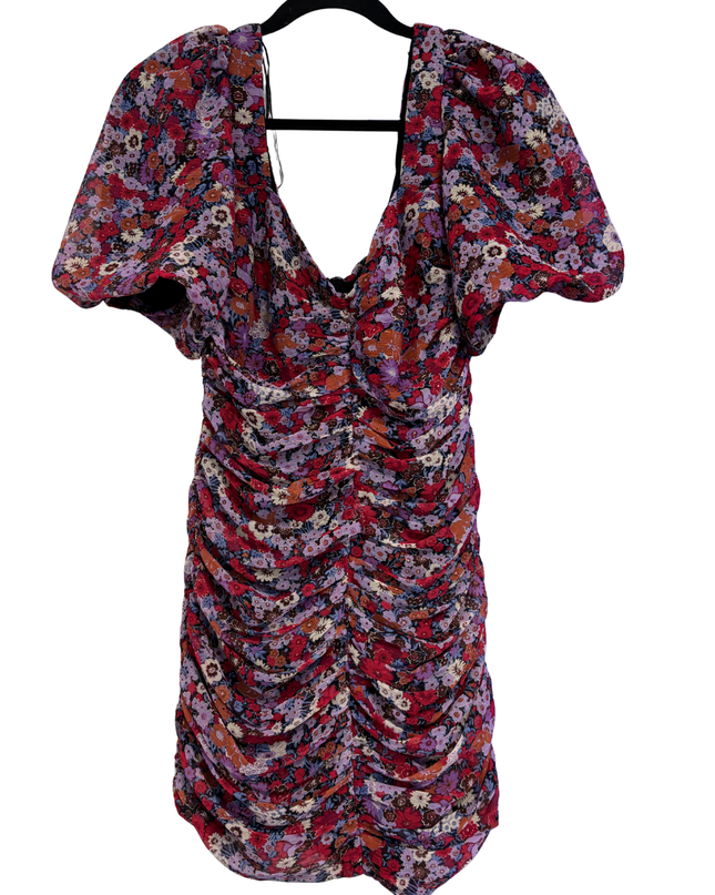 Zara Multicolor Floral Ruched Mini Dress