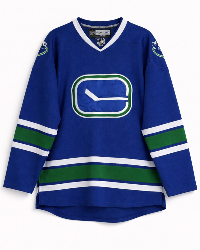 NHL Reebok Blue Vancouver Canucks Stick-in-Rink Jersey