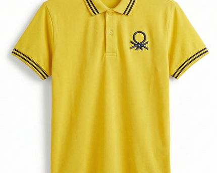 United Colors of Benetton Yellow Embroidered Logo Polo Shirt