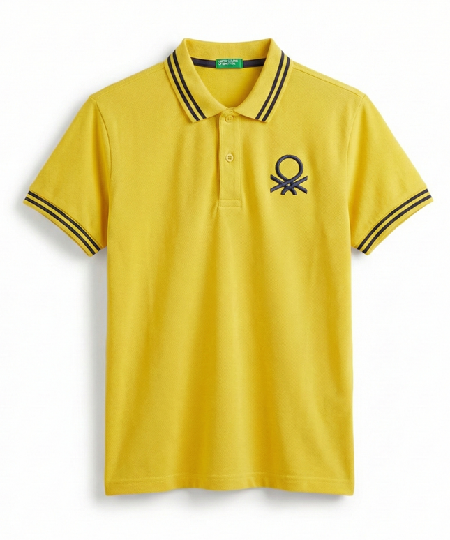 United Colors of Benetton Yellow Embroidered Logo Polo Shirt