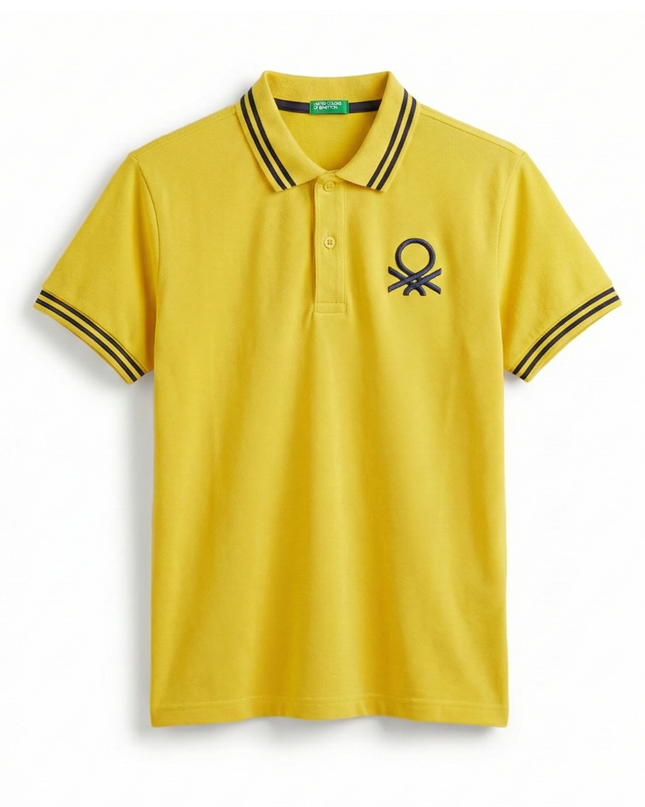 United Colors of Benetton Yellow Embroidered Logo Polo Shirt
